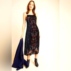 NWT Kachel x Anthropologie burnout velvet slip dress, Size 8